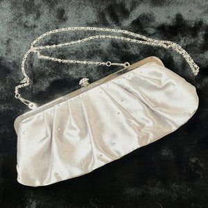 LULU TOWNSEND PURSE SATIN AND RHINESTONE CLUTCH REMOVABLE CHAIN STRAP